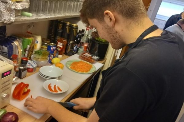 student working in Elmscroft community cafe